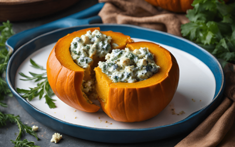 Calabaza asada con queso azul