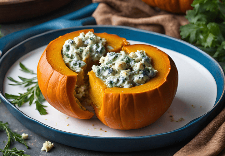 Calabaza Asada Rellena de Queso Azul